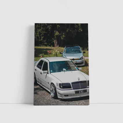 Mercedes AMG Slammed White Sedan Outdoors
