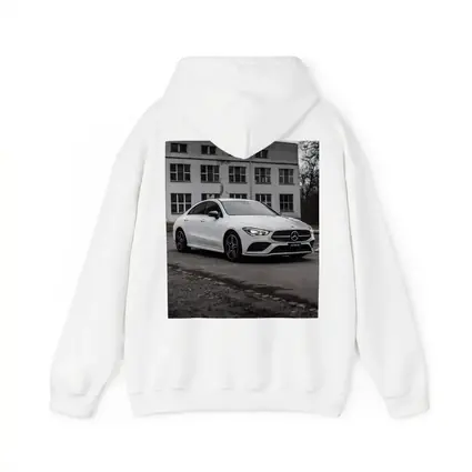 Mercedes CLA White Coupe Urban Background