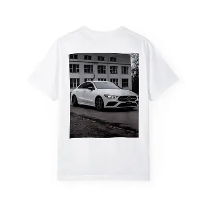 Mercedes CLA White Coupe Urban Background