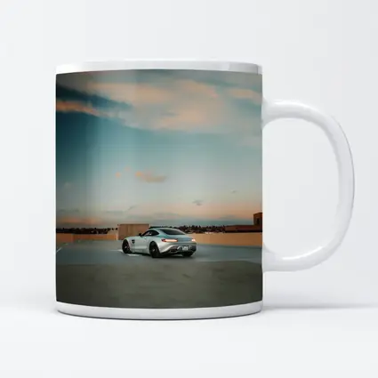 Mercedes AMG GT Silver Rooftop Sunset Sky