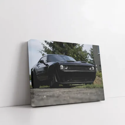 Black Dodge Challenger Parked On Street