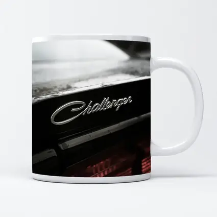 Dodge Challenger Badge Black Car Rainy Day