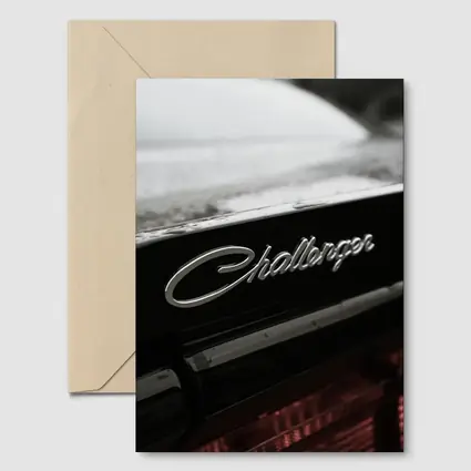 Dodge Challenger Badge Black Car Rainy Day