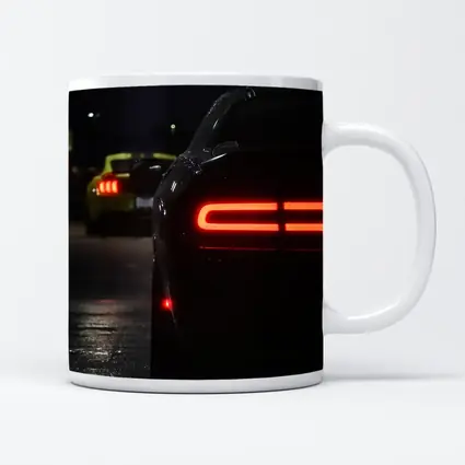Dodge Challenger Tail Lights Night Parking Lot