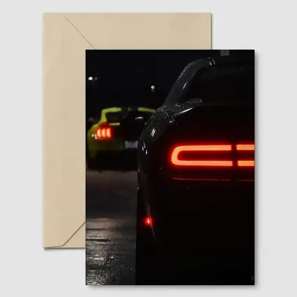 Dodge Challenger Tail Lights Night Parking Lot