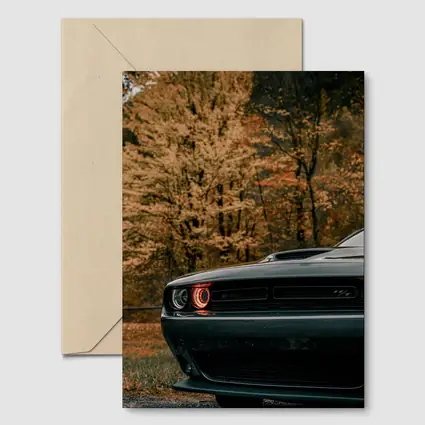Dodge Challenger Dark Muscle Car Autumn Trees