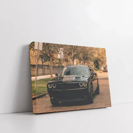 Dodge Challenger Black Muscle Car Street