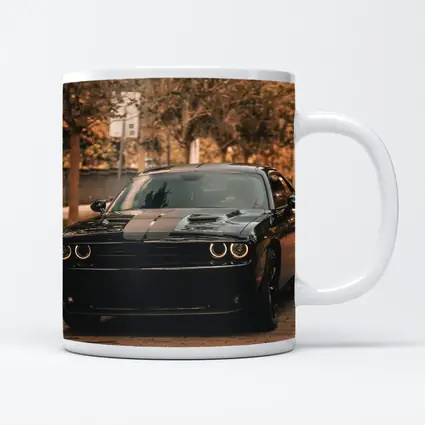 Dodge Challenger Black Muscle Car Street