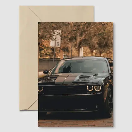 Dodge Challenger Black Muscle Car Street