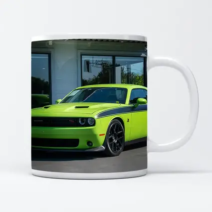Dodge Challenger Green Muscle Car Parked Outside