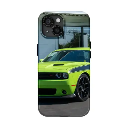 Dodge Challenger Green Muscle Car Parked Outside