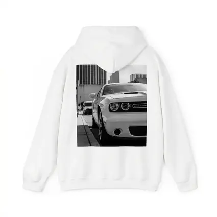 Dodge Challenger Black White Urban Street Shot