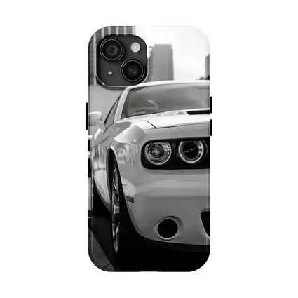 Dodge Challenger Black White Urban Street Shot