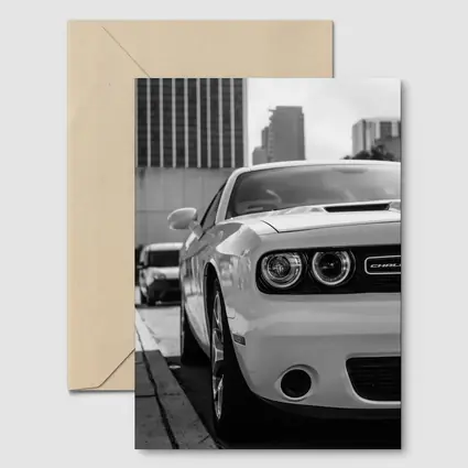 Dodge Challenger Black White Urban Street Shot