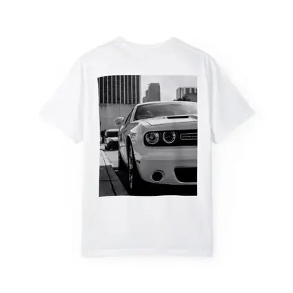 Dodge Challenger Black White Urban Street Shot