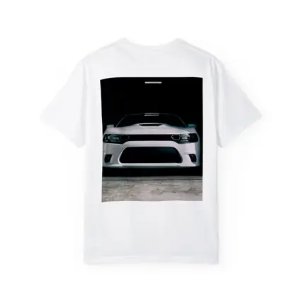 White Dodge Charger Front View Dark Garage