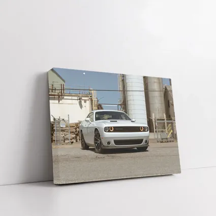 Dodge Challenger White Muscle Car Industrial Setting