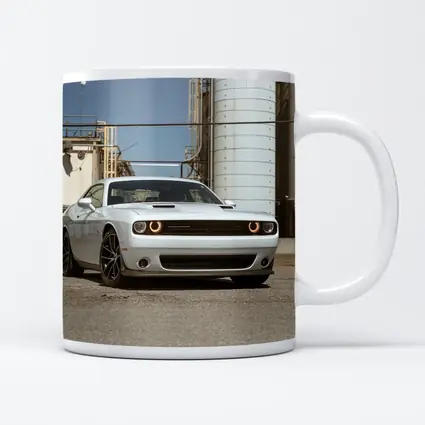 Dodge Challenger White Muscle Car Industrial Setting