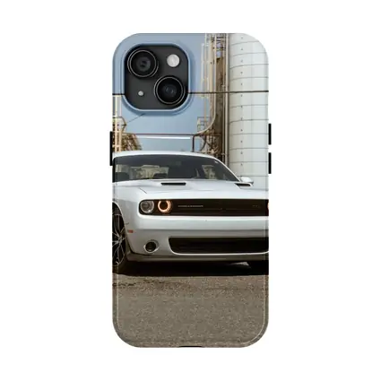 Dodge Challenger White Muscle Car Industrial Setting