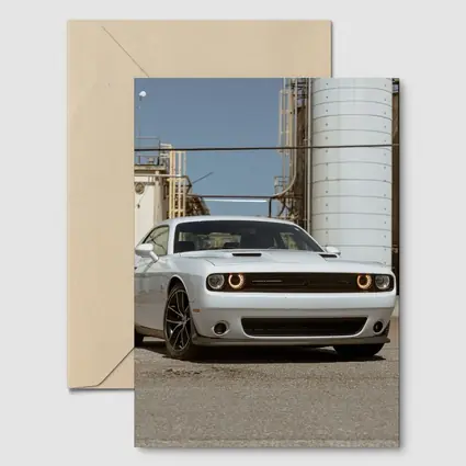 Dodge Challenger White Muscle Car Industrial Setting