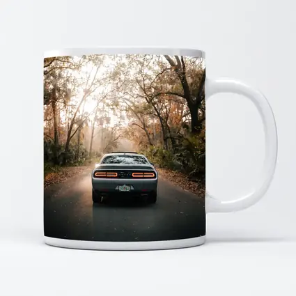 Dodge Challenger Rear View Forest Road