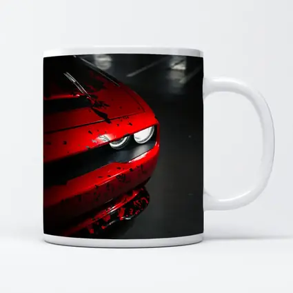 Red Dodge Challenger Front End Dark Garage