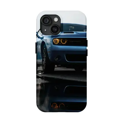 Dodge Challenger Blue Muscle Car Wet Street