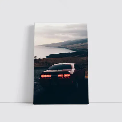 Dodge Challenger Red Taillights Coastal Road