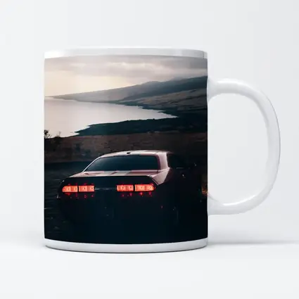 Dodge Challenger Red Taillights Coastal Road