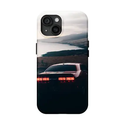 Dodge Challenger Red Taillights Coastal Road