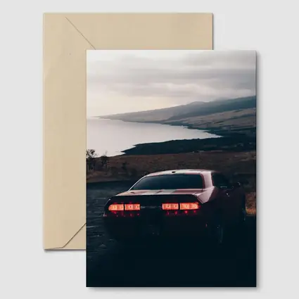 Dodge Challenger Red Taillights Coastal Road