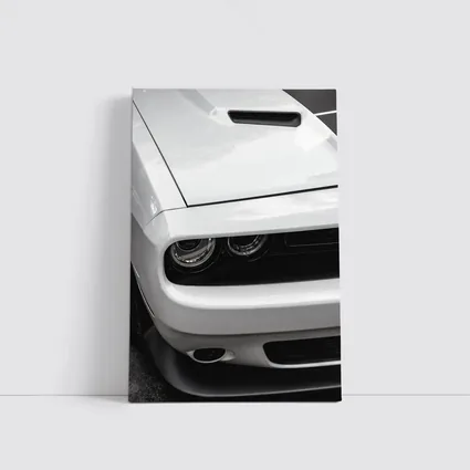 Dodge Challenger Front Close Up Black White