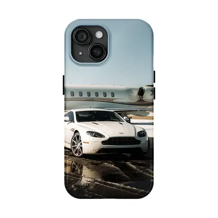 Aston Martin Vantage White Private Jet Tarmac
