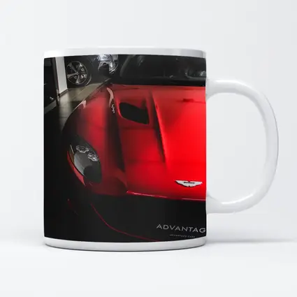 Red Aston Martin Vanquish Inside Dealership Showroom