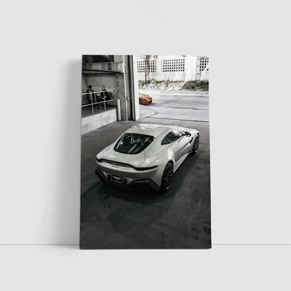 Aston Martin Vantage White Parked Urban Garage