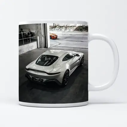 Aston Martin Vantage White Parked Urban Garage