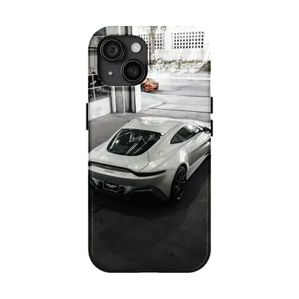 Aston Martin Vantage White Parked Urban Garage