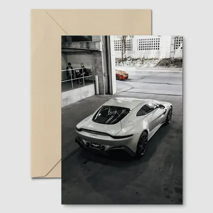Aston Martin Vantage White Parked Urban Garage