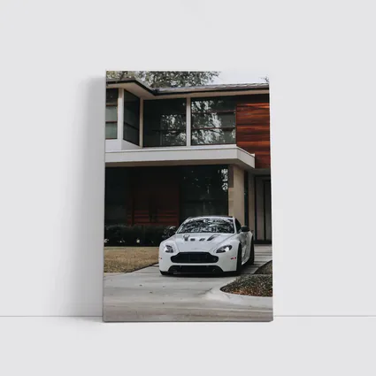 Aston Martin Vantage White Modern House Driveway