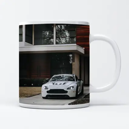 Aston Martin Vantage White Modern House Driveway
