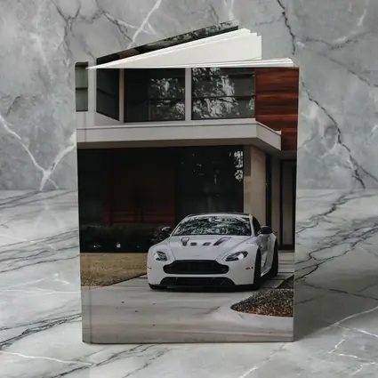 Aston Martin Vantage White Modern House Driveway