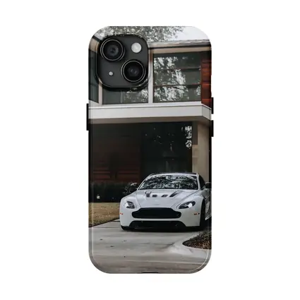 Aston Martin Vantage White Modern House Driveway