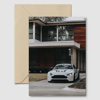Aston Martin Vantage White Modern House Driveway