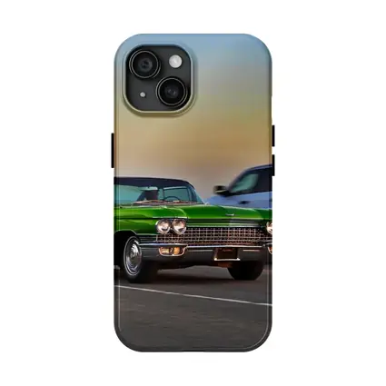 Green Cadillac Classic Car Highway Sunset Drive