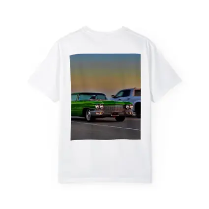 Green Cadillac Classic Car Highway Sunset Drive