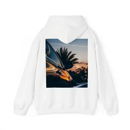 Black Car Side Mirror Sunset Palm Trees