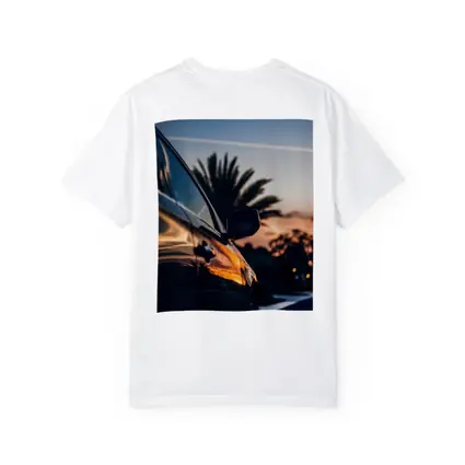 Black Car Side Mirror Sunset Palm Trees