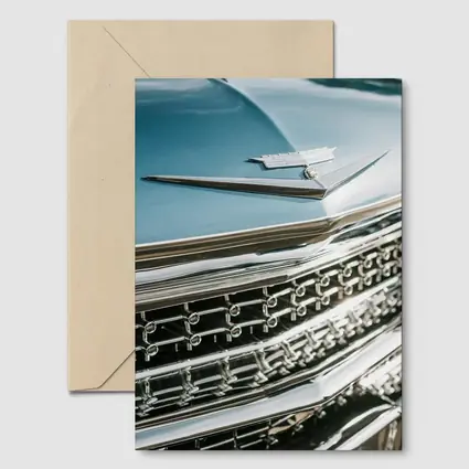 Classic Cadillac Chrome Grille Blue Hood