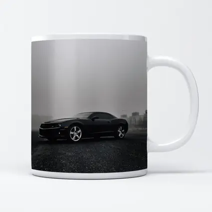 Black Chevrolet Camaro Foggy Urban Scene