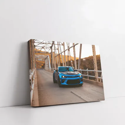 Chevrolet Camaro Blue on Steel Bridge